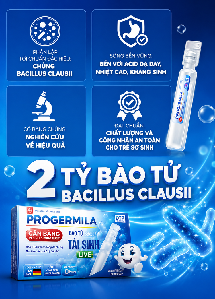 Men vi sinh Progermila - Bào tử lợi khuẩn Bacillus Clausii